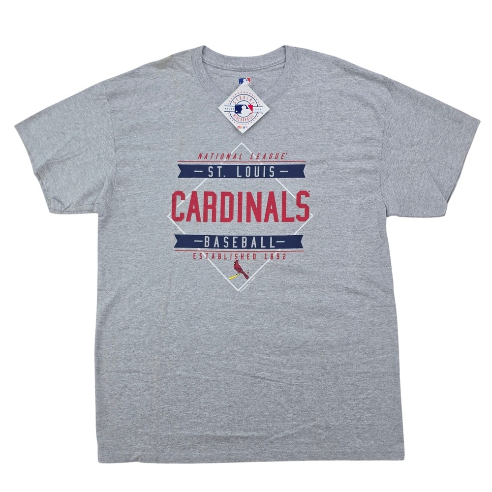 St. Louis Cardinals Graphic Tee Mens Large Gray MLB Baseball Established 1892